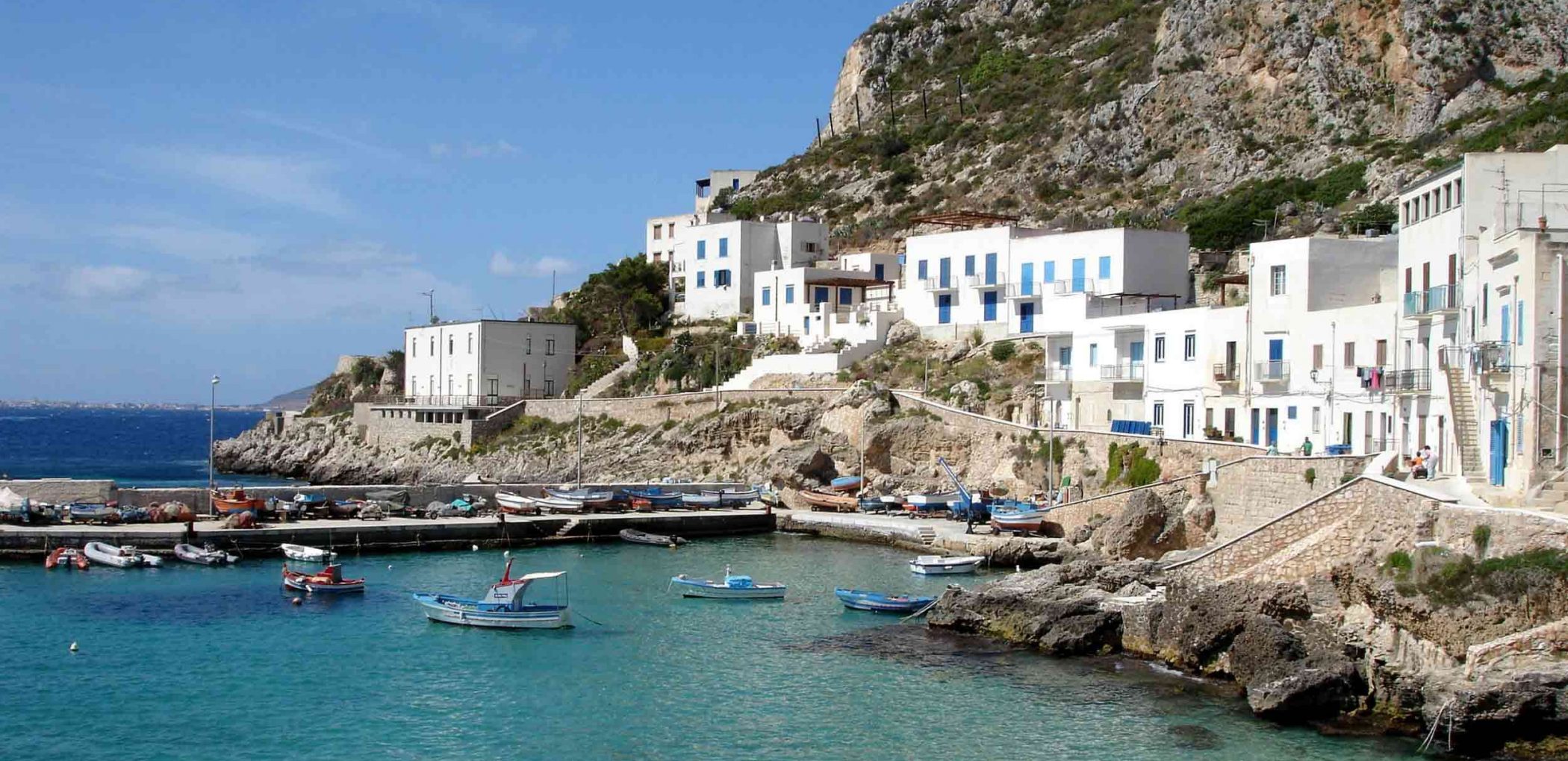 Typical buildings of the Egadi islands overlooking the sea