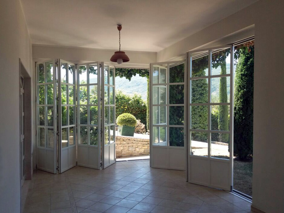 View of the patio with Skyline Bifold patio doors