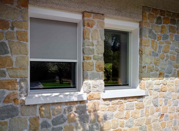 External view of the windows with blackout cloth